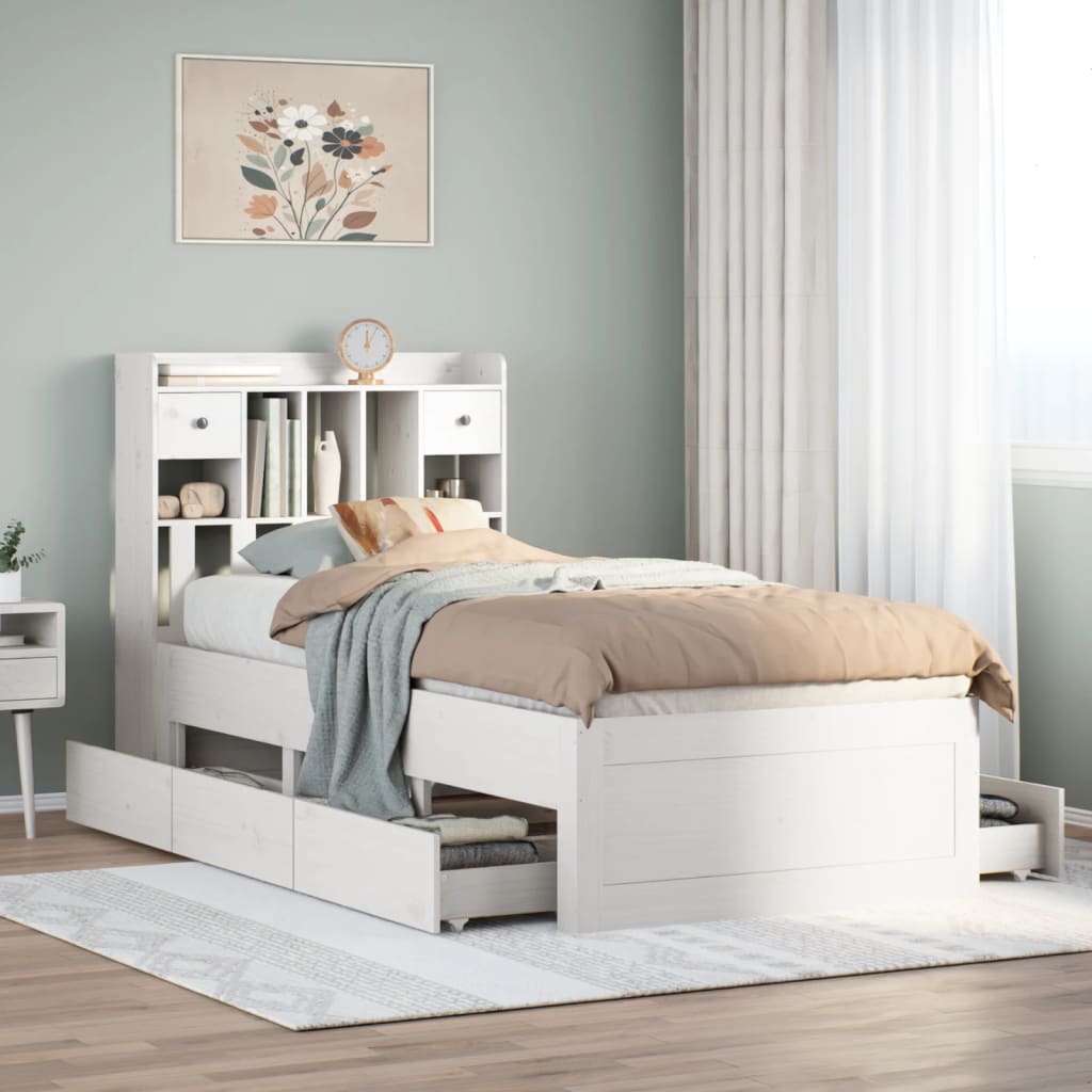 vidaXL Bookcase Bed without Mattress Solid Wood Pine