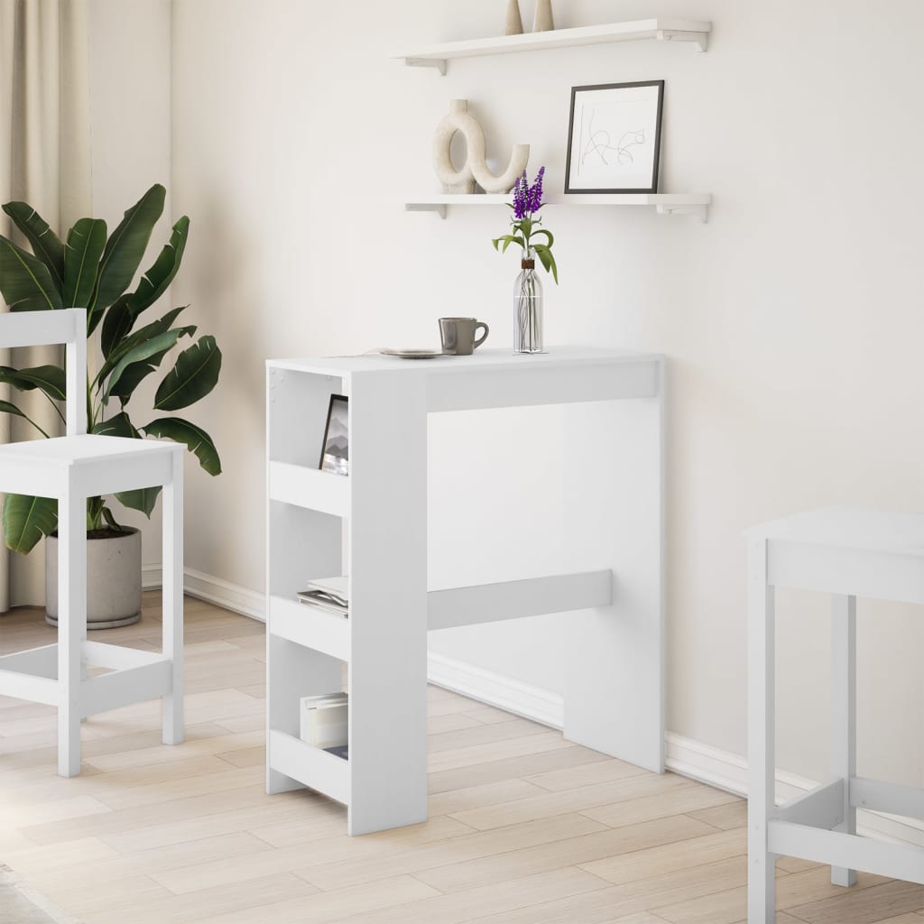 Bar Table with Racks 90x40x103,5 cm Engineered Wood White