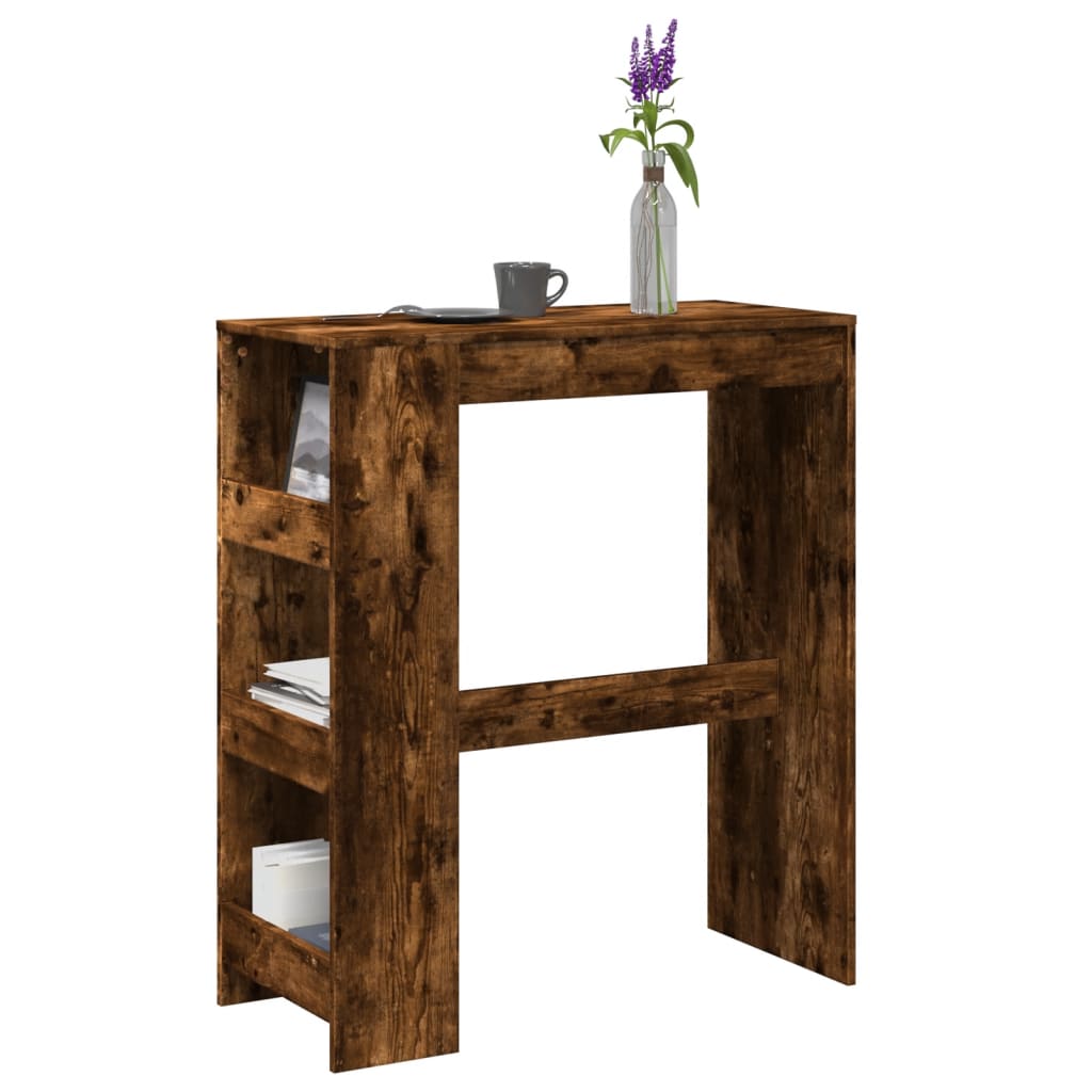Bar Table with Racks 90x40x103,5 cm Engineered Wood Smoked oak
