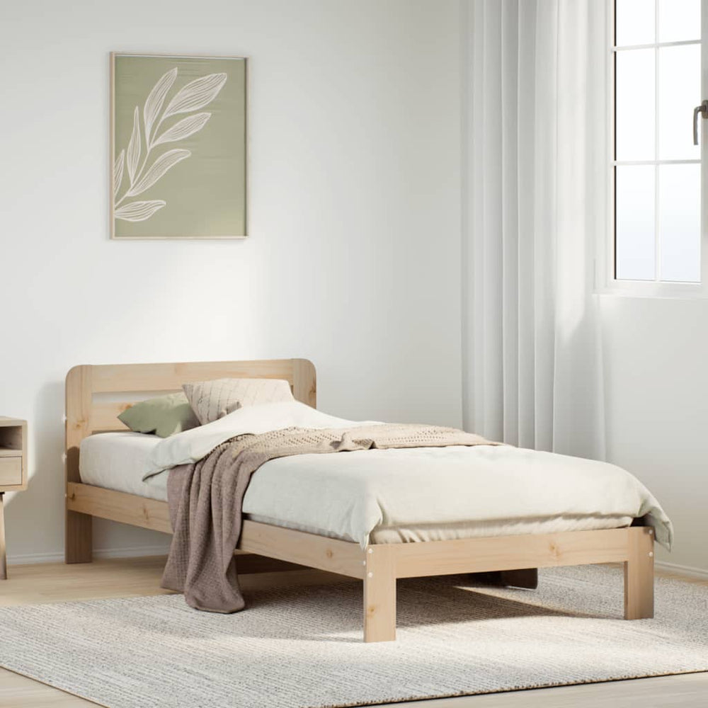 vidaXL Bed Frame without Mattress Solid Wood Pine Length 200 cm Natural