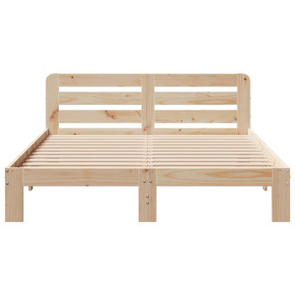 Bed Frame without Mattress Solid Wood Pine Length 200 cm Natural 120 cm