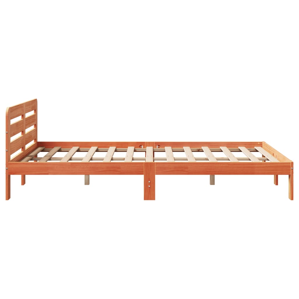 Bed Frame without Mattress Solid Wood Pine Length 190 cm Wax brown 135 cm