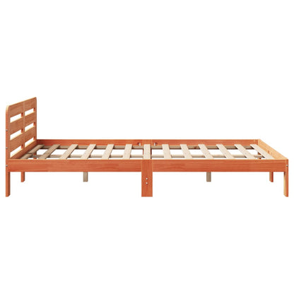 Bed Frame without Mattress Solid Wood Pine Length 190 cm Wax brown 135 cm