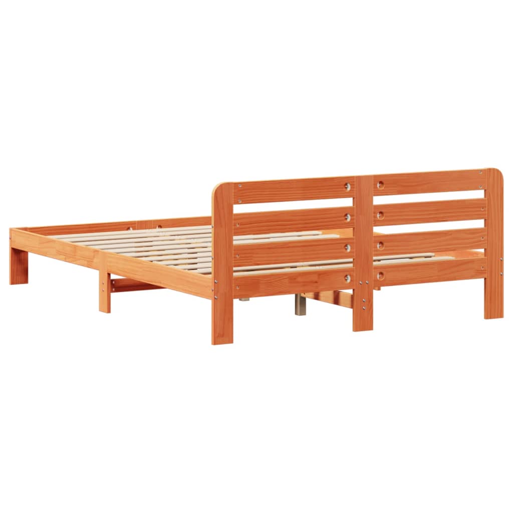 Bed Frame without Mattress Solid Wood Pine Length 190 cm Wax brown 135 cm