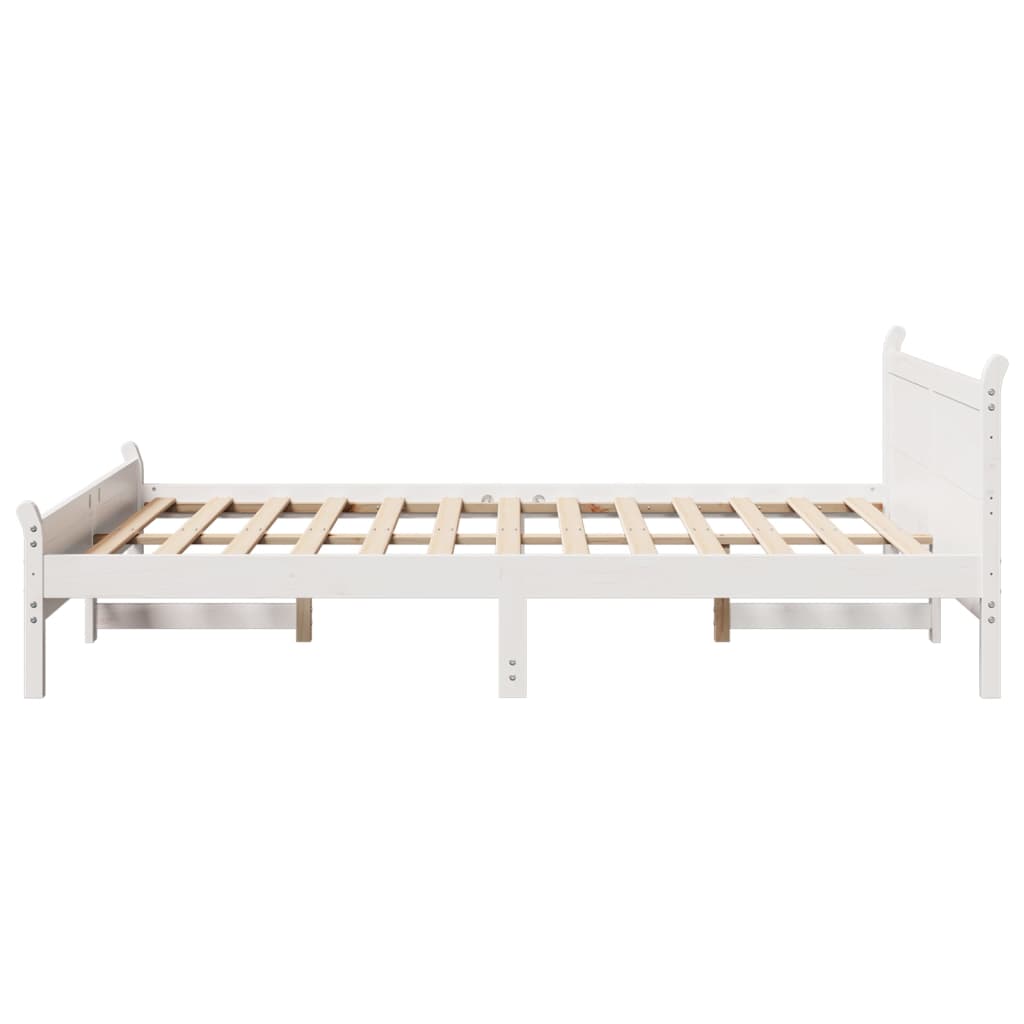Bed Frame without Mattress Solid Wood Pine Length 200 cm White 150 cm