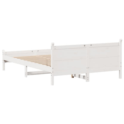 Bed Frame without Mattress Solid Wood Pine Length 200 cm White 150 cm