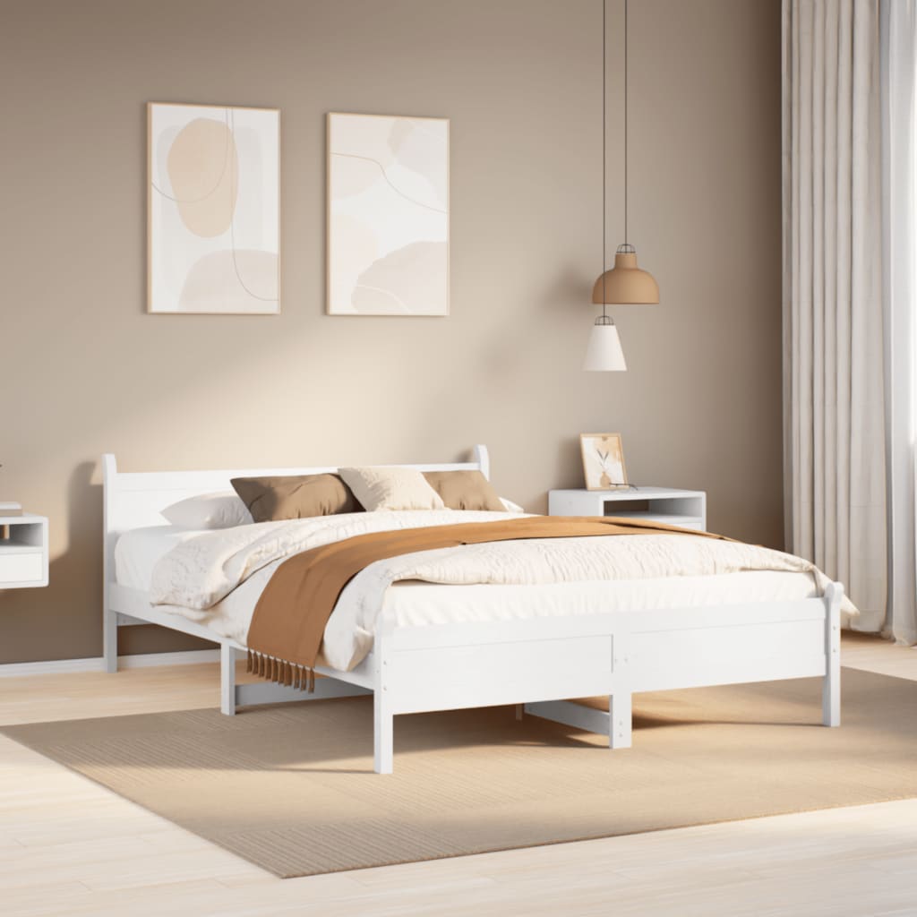 Bed Frame without Mattress Solid Wood Pine Length 200 cm White 120 cm