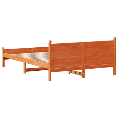 Bed Frame without Mattress Solid Wood Pine Length 200 cm Wax Brown 120 cm