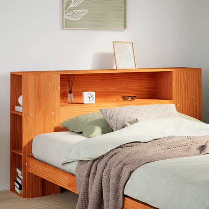 Headboard with Storage Solid Wood Pine Wax Brown 135 cm