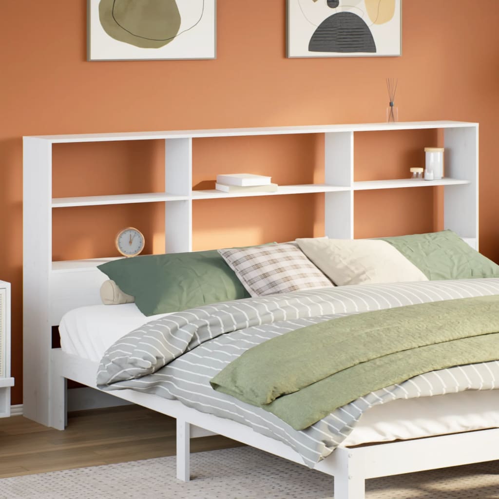 Headboard with Storage Solid Wood Pine White 180 cm