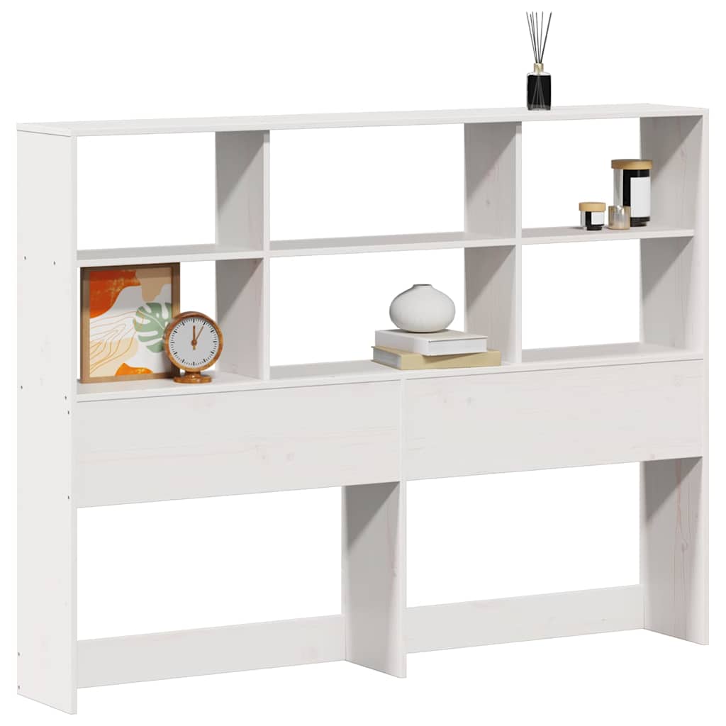 Headboard with Storage Solid Wood Pine White 160 cm