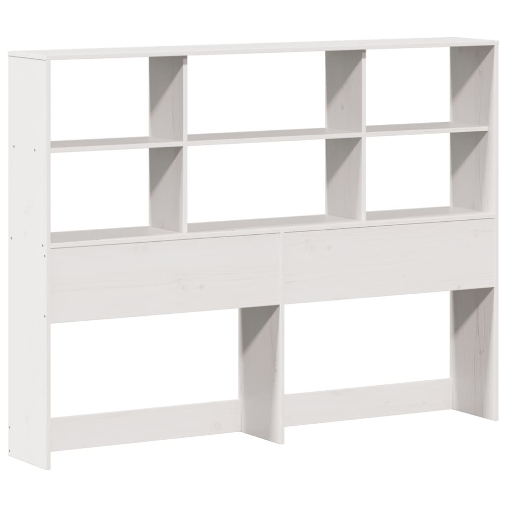 Headboard with Storage Solid Wood Pine White 160 cm