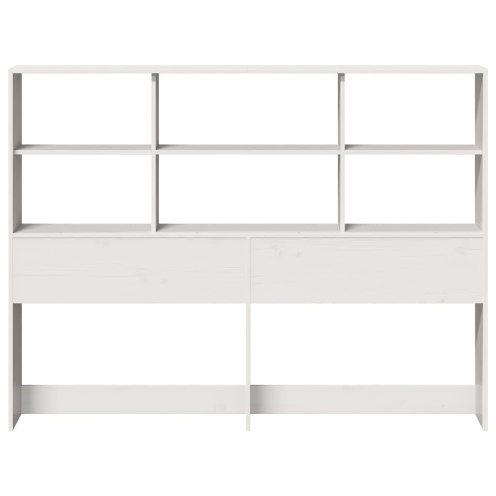 Headboard with Storage Solid Wood Pine White 160 cm
