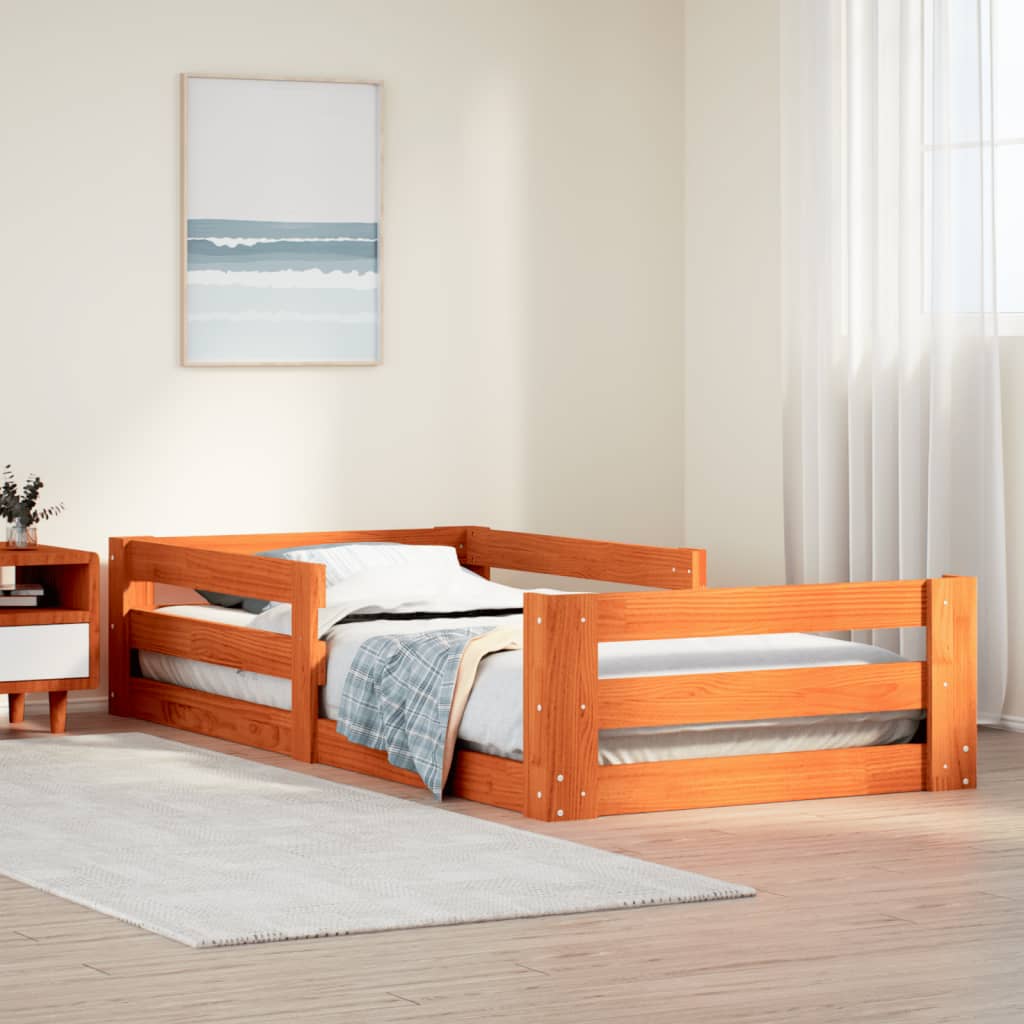 Bed Frame without Mattress Solid Wood Pine Wax brown 80 cm 200 cm