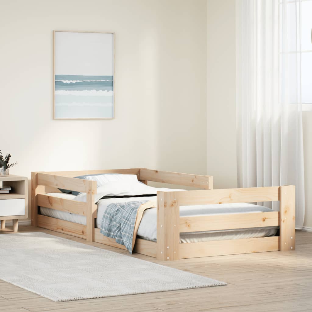 Bed Frame without Mattress Solid Wood Pine Natural 100 cm 200 cm