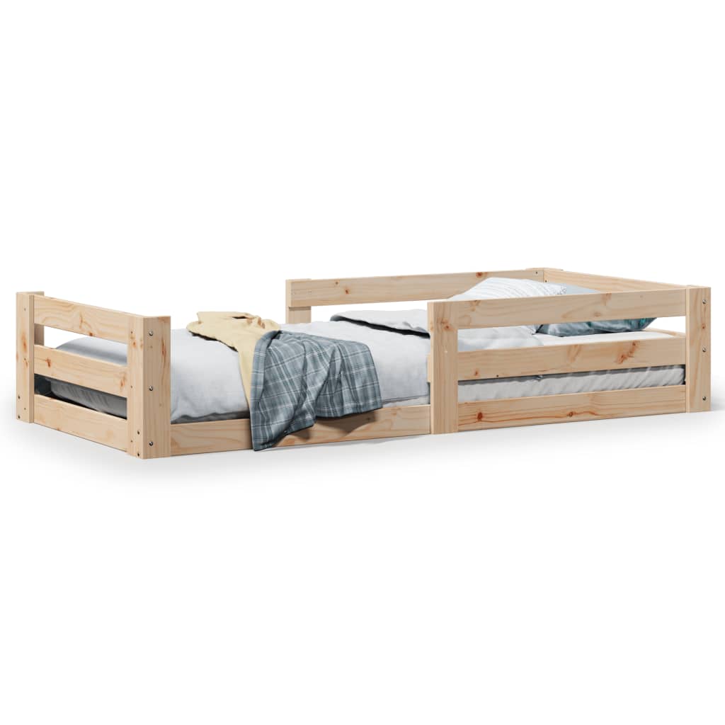 Bed Frame without Mattress Solid Wood Pine Natural 75 cm 190 cm