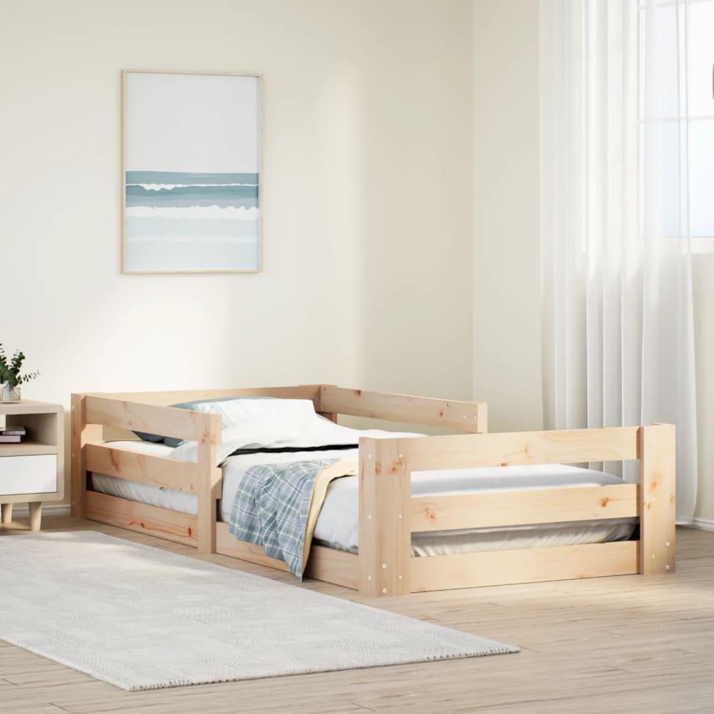 Bed Frame without Mattress Solid Wood Pine Natural 75 cm 190 cm