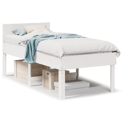 Bed Frame without Mattress Solid Wood Pine White 75 cm