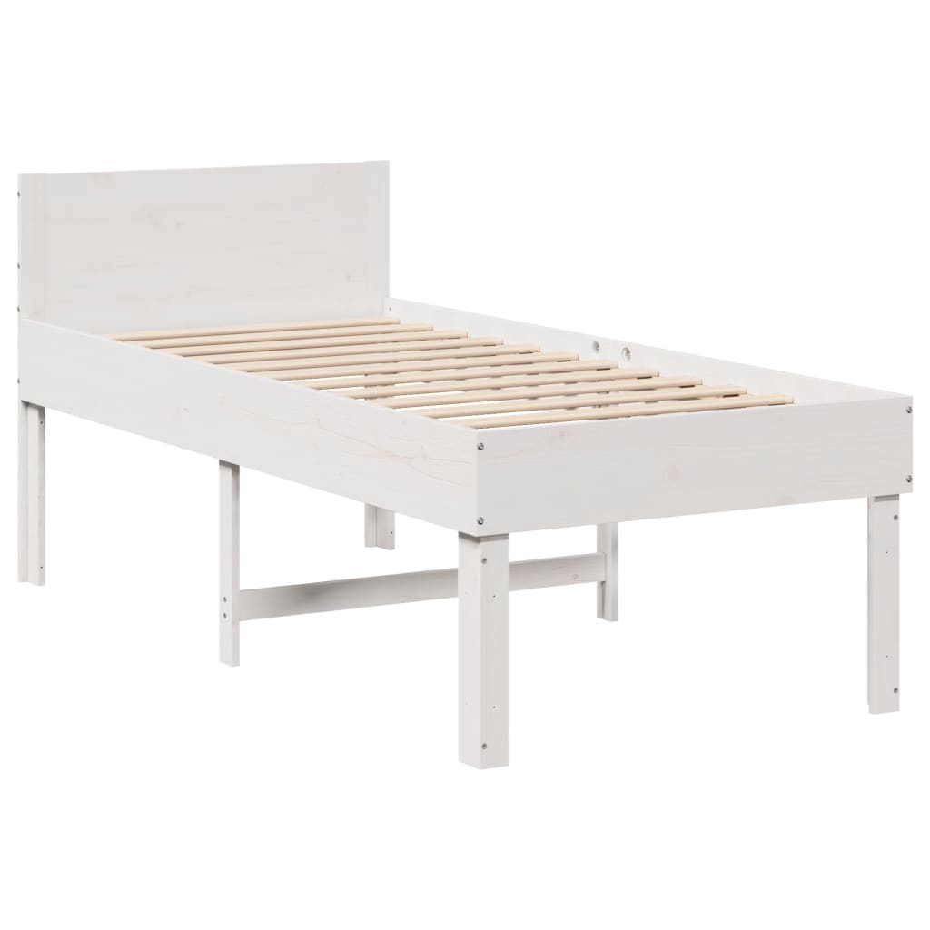 Bed Frame without Mattress Solid Wood Pine White 75 cm