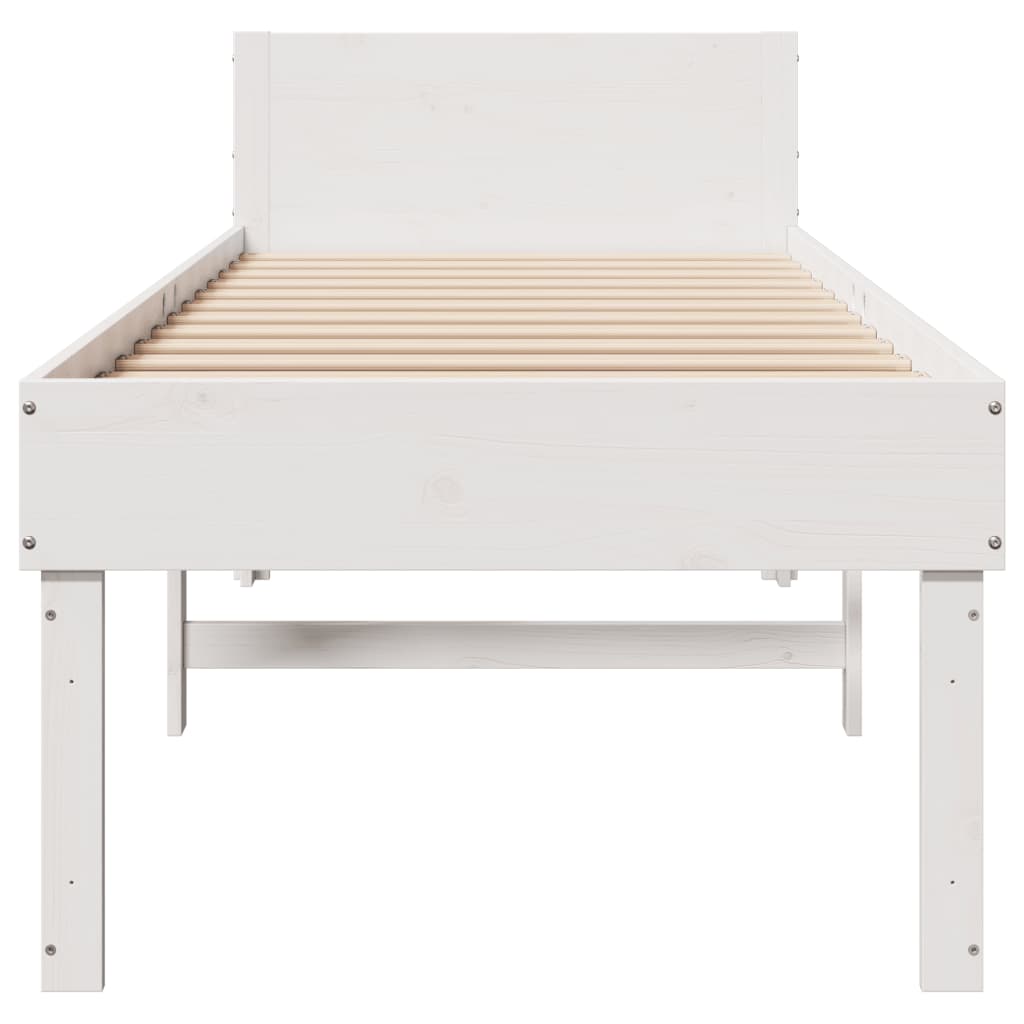 Bed Frame without Mattress Solid Wood Pine White 75 cm