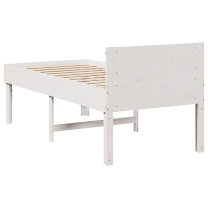 Bed Frame without Mattress Solid Wood Pine White 75 cm