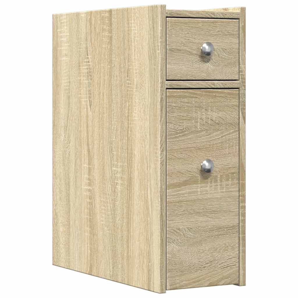 Narrow Bathroom Cupboard with Wheels Engineered Wood Sonoma oak