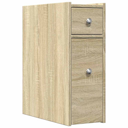 Narrow Bathroom Cupboard with Wheels Engineered Wood Sonoma oak