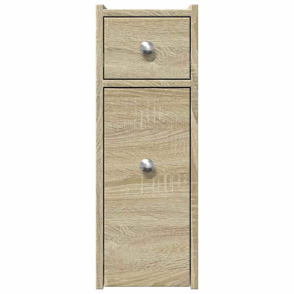 Narrow Bathroom Cupboard with Wheels Engineered Wood Sonoma oak