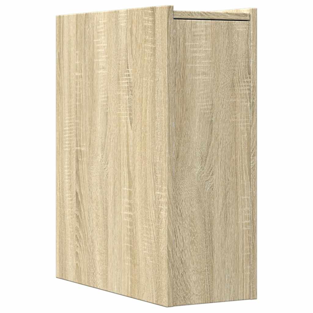 Narrow Bathroom Cupboard with Wheels Engineered Wood Sonoma oak