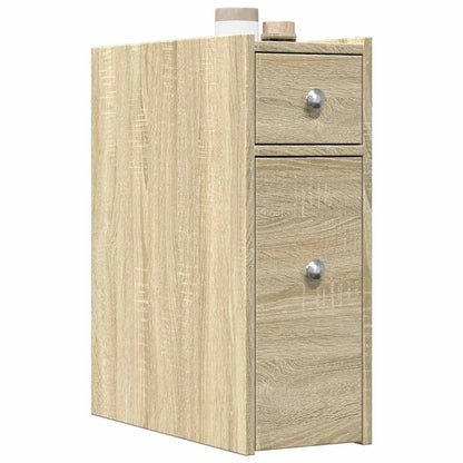 Narrow Bathroom Cupboard with Wheels Engineered Wood Sonoma oak