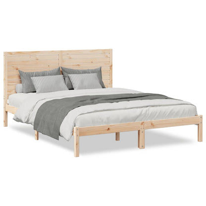 Extra Long Bed Frame without Mattress Solid Wood Length 210 cm Natural 140 cm