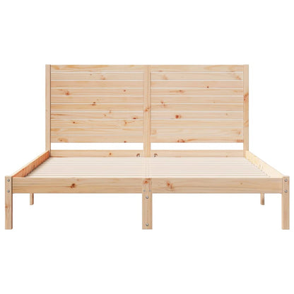 Extra Long Bed Frame without Mattress Solid Wood Length 210 cm Natural 140 cm