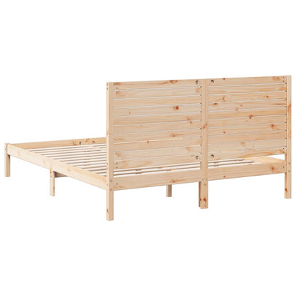 Extra Long Bed Frame without Mattress Solid Wood Length 210 cm Natural 140 cm