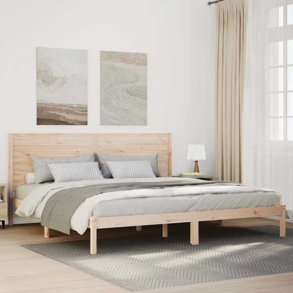 Extra Long Bed Frame without Mattress Solid Wood Length 210 cm Natural 180 cm