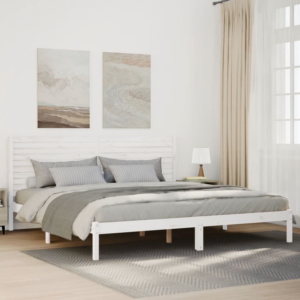Extra Long Bed Frame without Mattress Solid Wood Length 210 cm White 180 cm