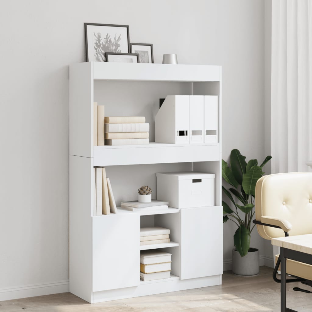 Highboard 92x33x140 cm Engineered Wood White 140 cm