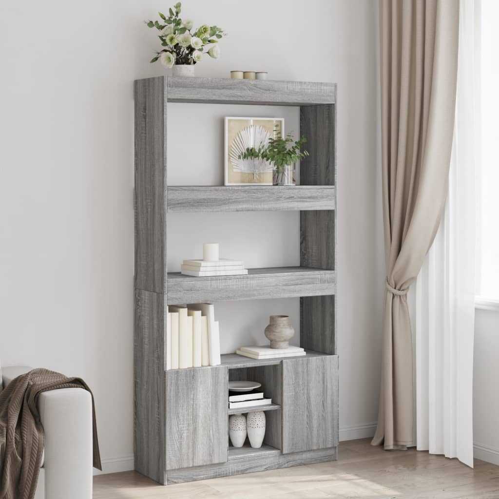 Highboard 92x33x140 cm Engineered Wood Grey sonoma 180 cm