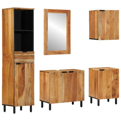 Bathroom Cabinet Set 5 pcs Natural 38 x 33 x 160 cm Solid acacia wood