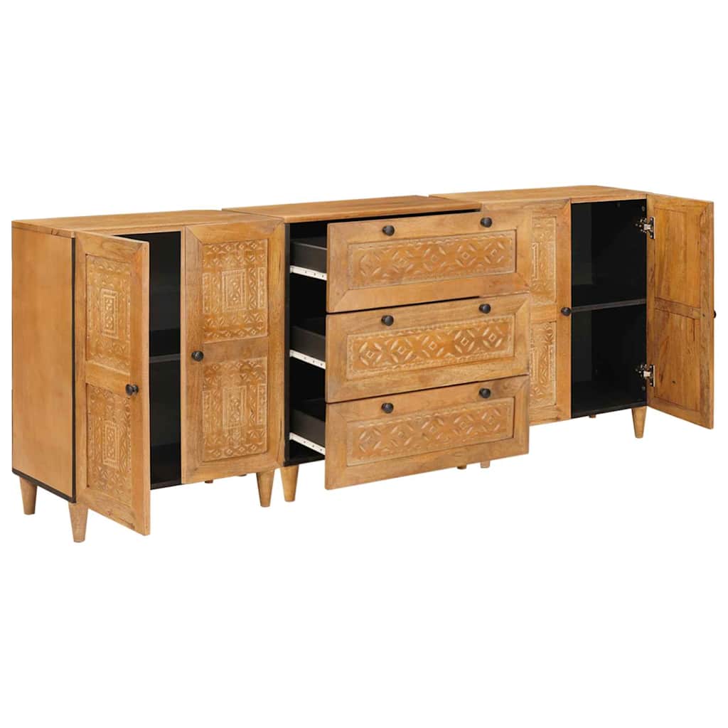 vidaXL Sideboard 3 pcs 180 x 33.5 x 75 cm Solid mango wood Brown 3
