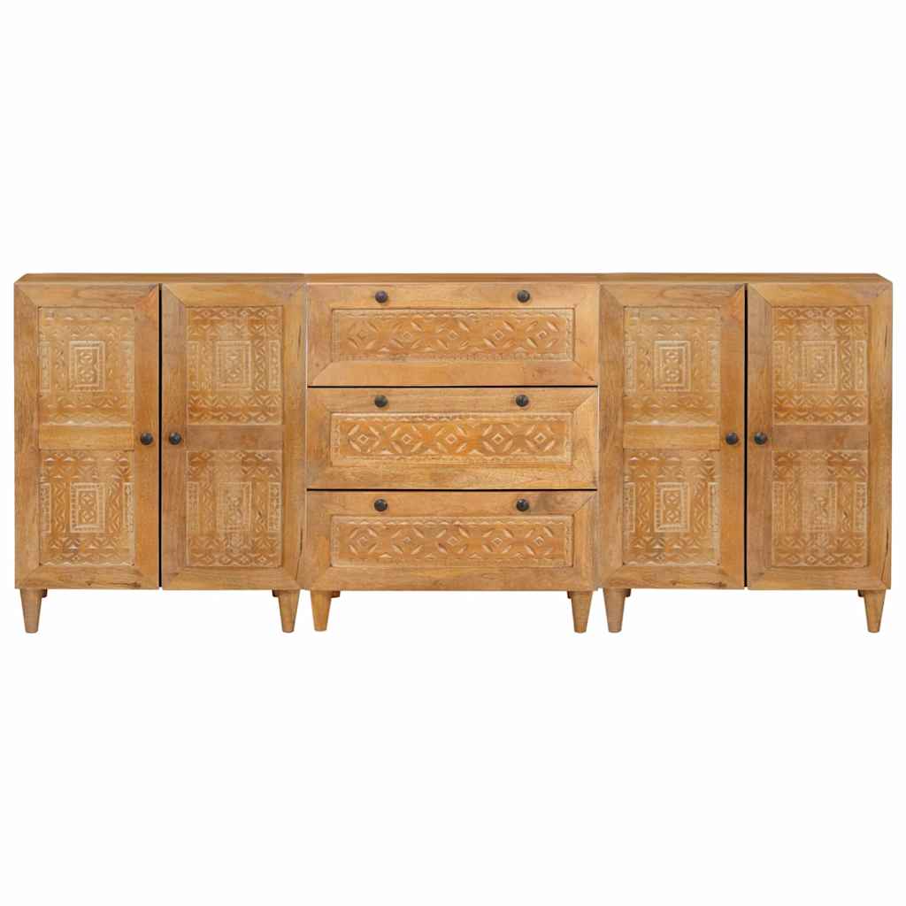 vidaXL Sideboard 3 pcs 180 x 33.5 x 75 cm Solid mango wood Brown 4