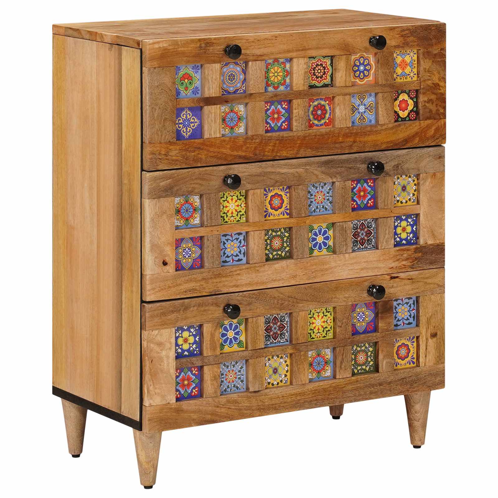 vidaXL Sideboard 2 pcs 60 x 33 x 75 cm Solid Mango Wood Natural 3