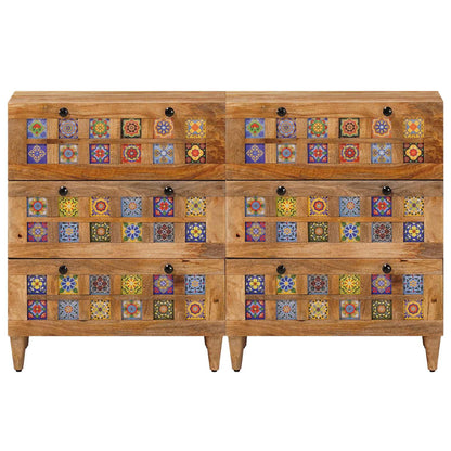 vidaXL Sideboard 2 pcs 60 x 33 x 75 cm Solid Mango Wood Natural 4