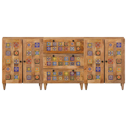 vidaXL Sideboard 3 pcs 60 x 33.5 x 75 cm Solid Mango Wood Natural 5