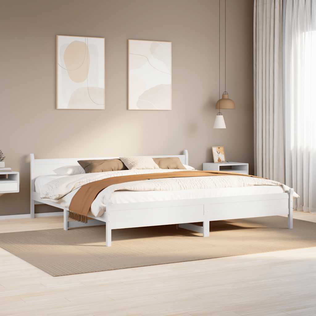 Bed Frame without Mattress Solid Wood Pine Length 200 cm White 200 cm