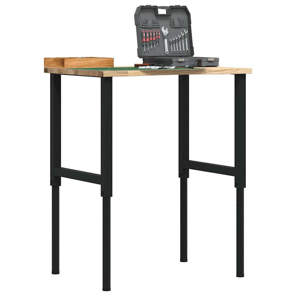 Workbench 80x60x(71,5-98) Solid Wood Oak Black and natural 80 x 60 x (71.5-98) cm