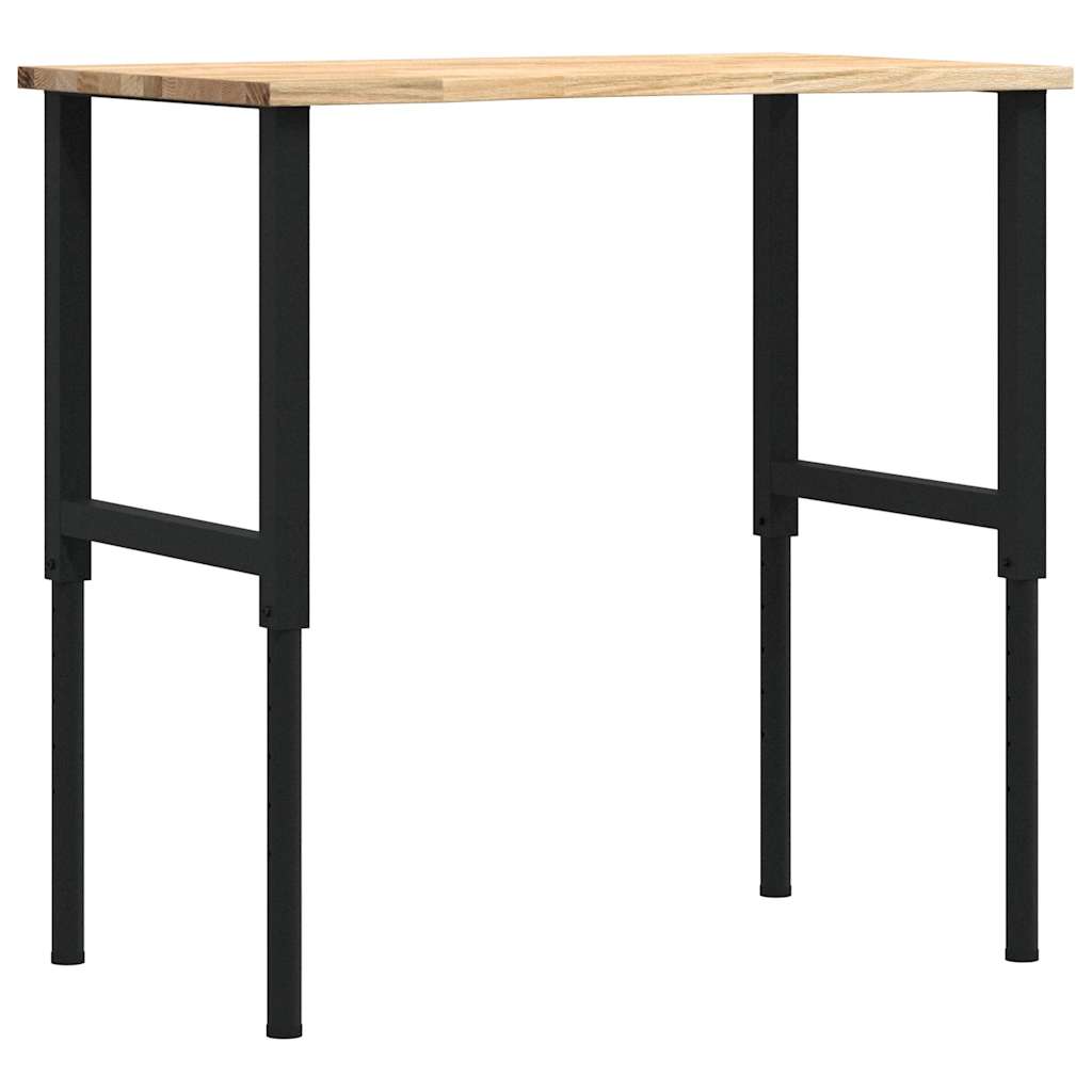 Workbench 80x60x(71,5-98) Solid Wood Oak Black and natural 100 x 60 x (71.5-98) cm