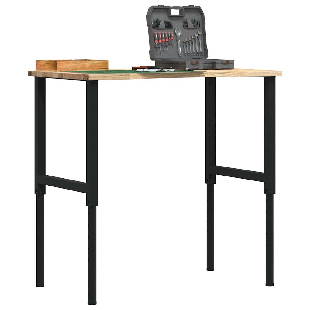 Workbench 80x60x(71,5-98) Solid Wood Oak Black and natural 100 x 60 x (71.5-98) cm