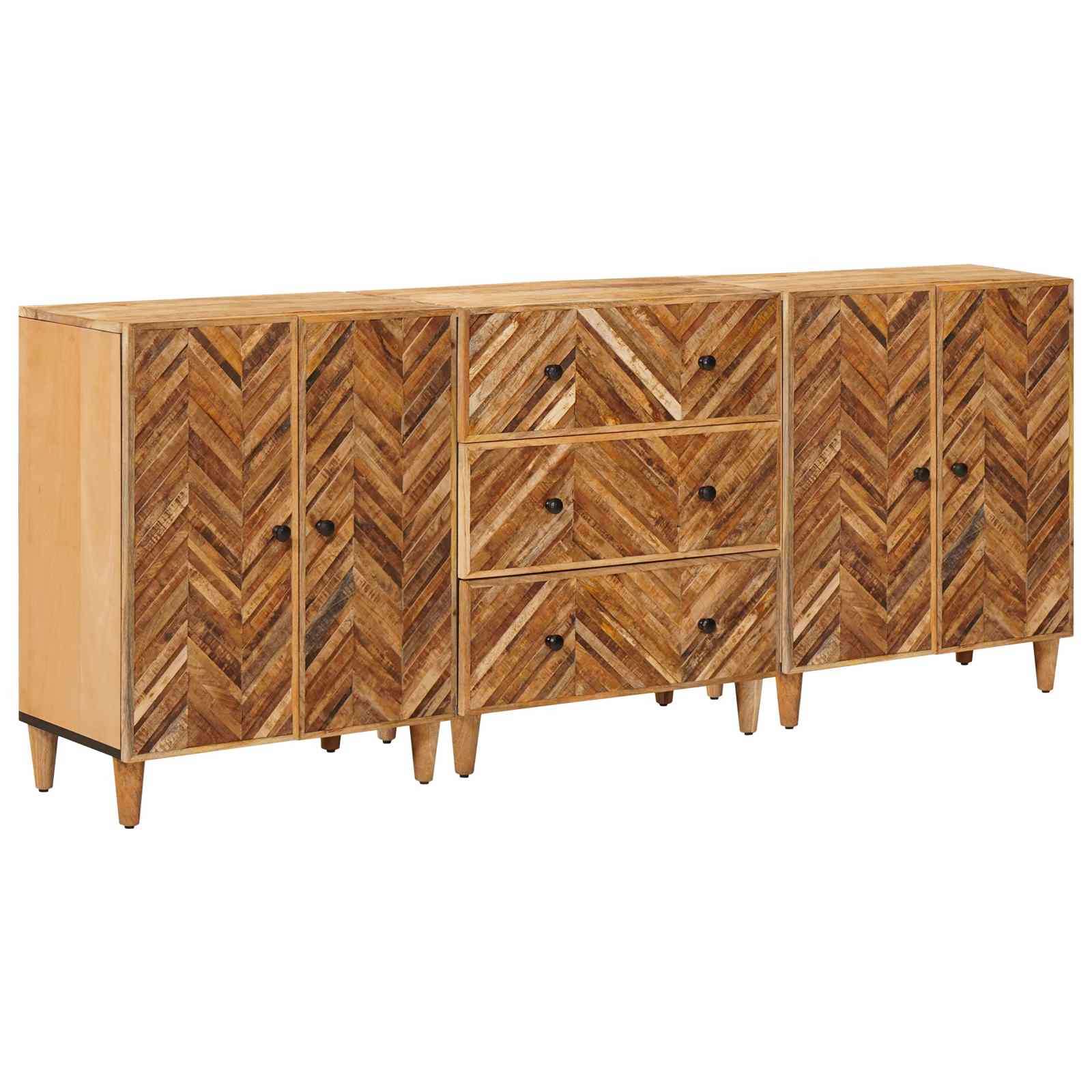 vidaXL Storage Cabinets 3 pcs 60 x 33.5 x 75 cm Solid Mango Wood Brown 1