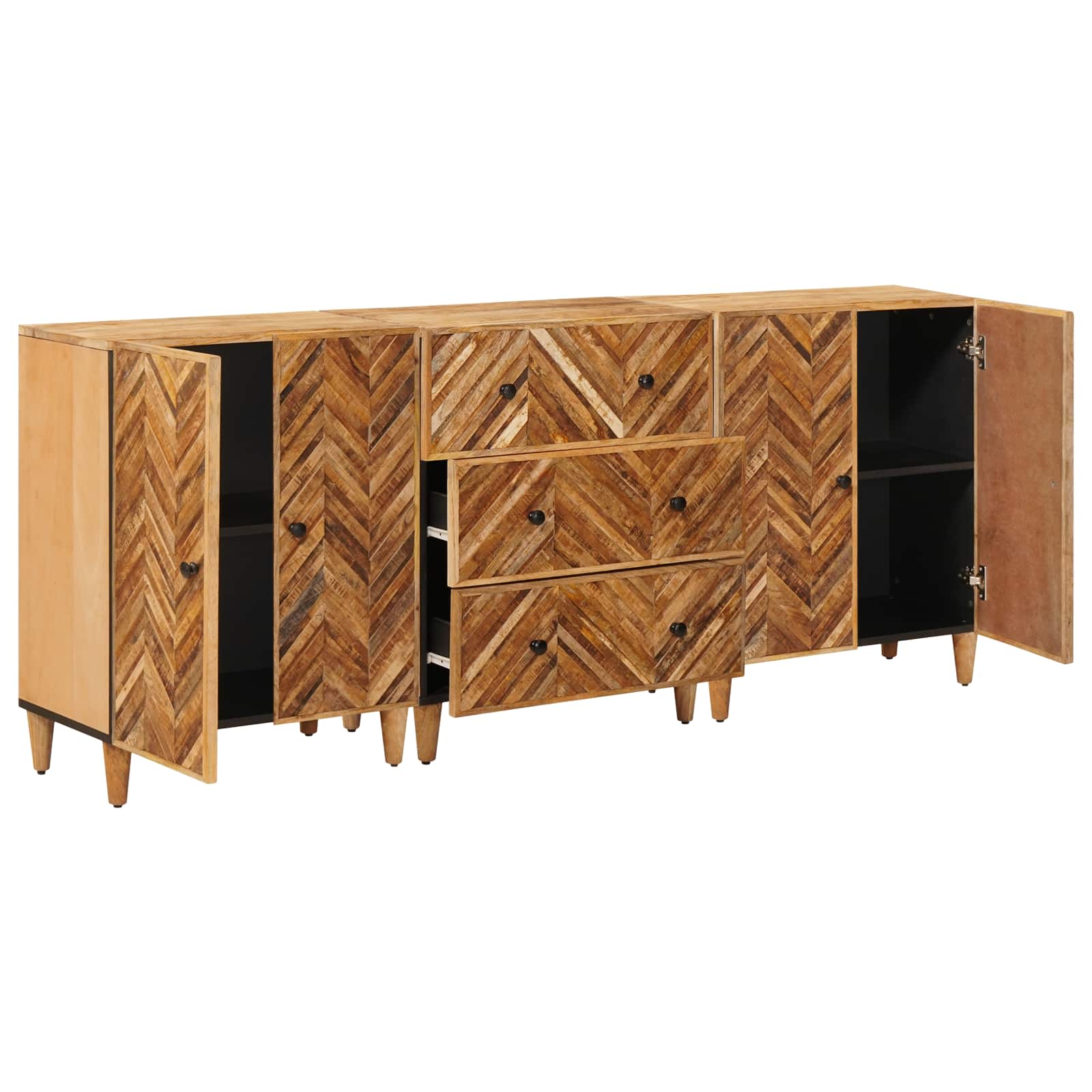 vidaXL Storage Cabinets 3 pcs 60 x 33.5 x 75 cm Solid Mango Wood Brown 2