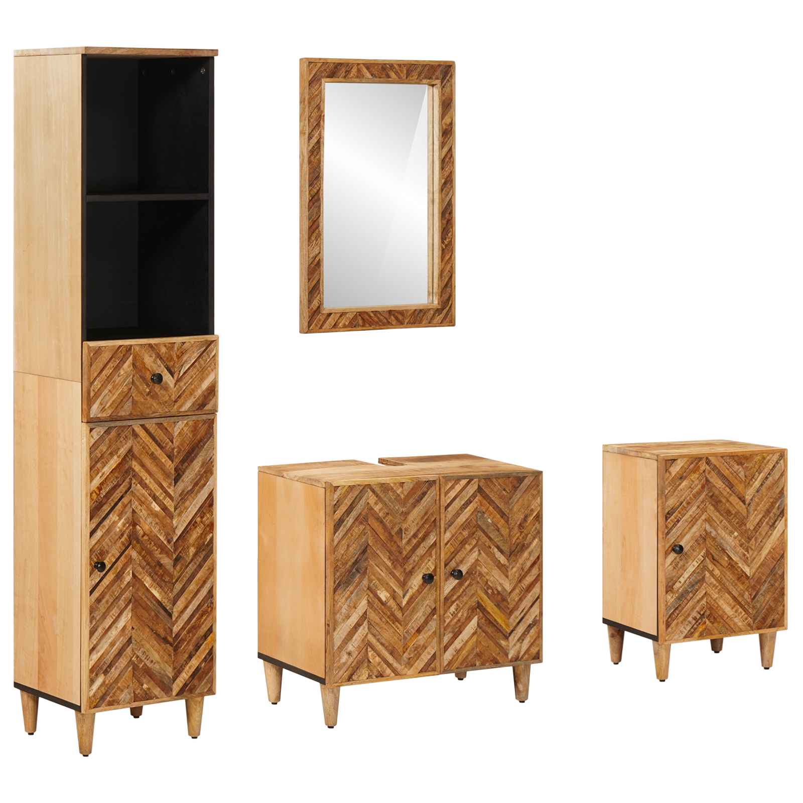 vidaXL Bathroom Cabinet Set 4 pcs Solid Mango Wood 1